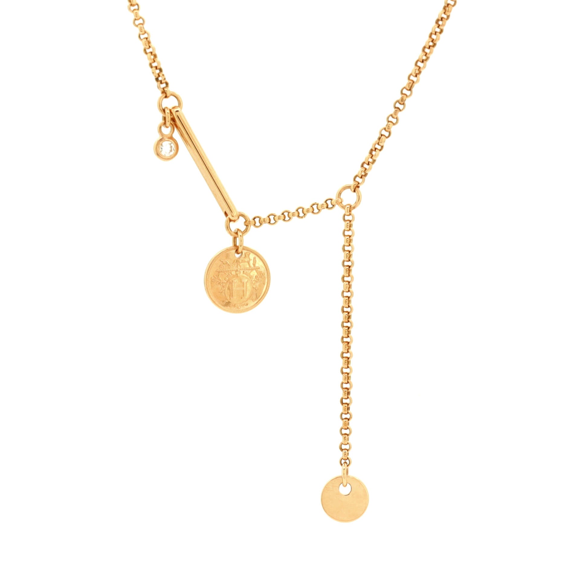 Ex-Libris Pendant Necklace 18K Rose Gold with Diamond Small