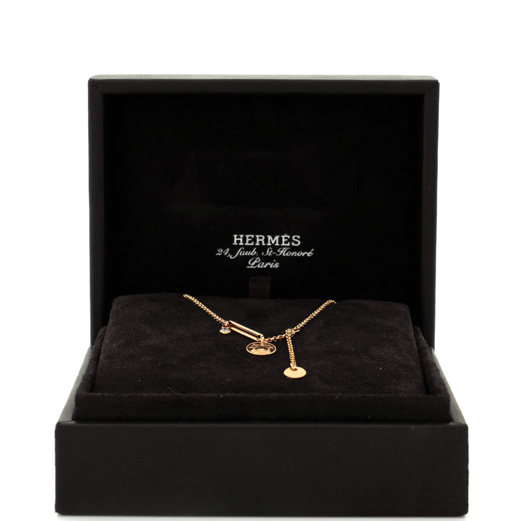 Ex-Libris Pendant Necklace 18K Rose Gold with Diamond Small