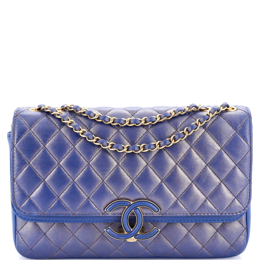 CC Chic Double Flap Bag Quilted Lambskin Medium