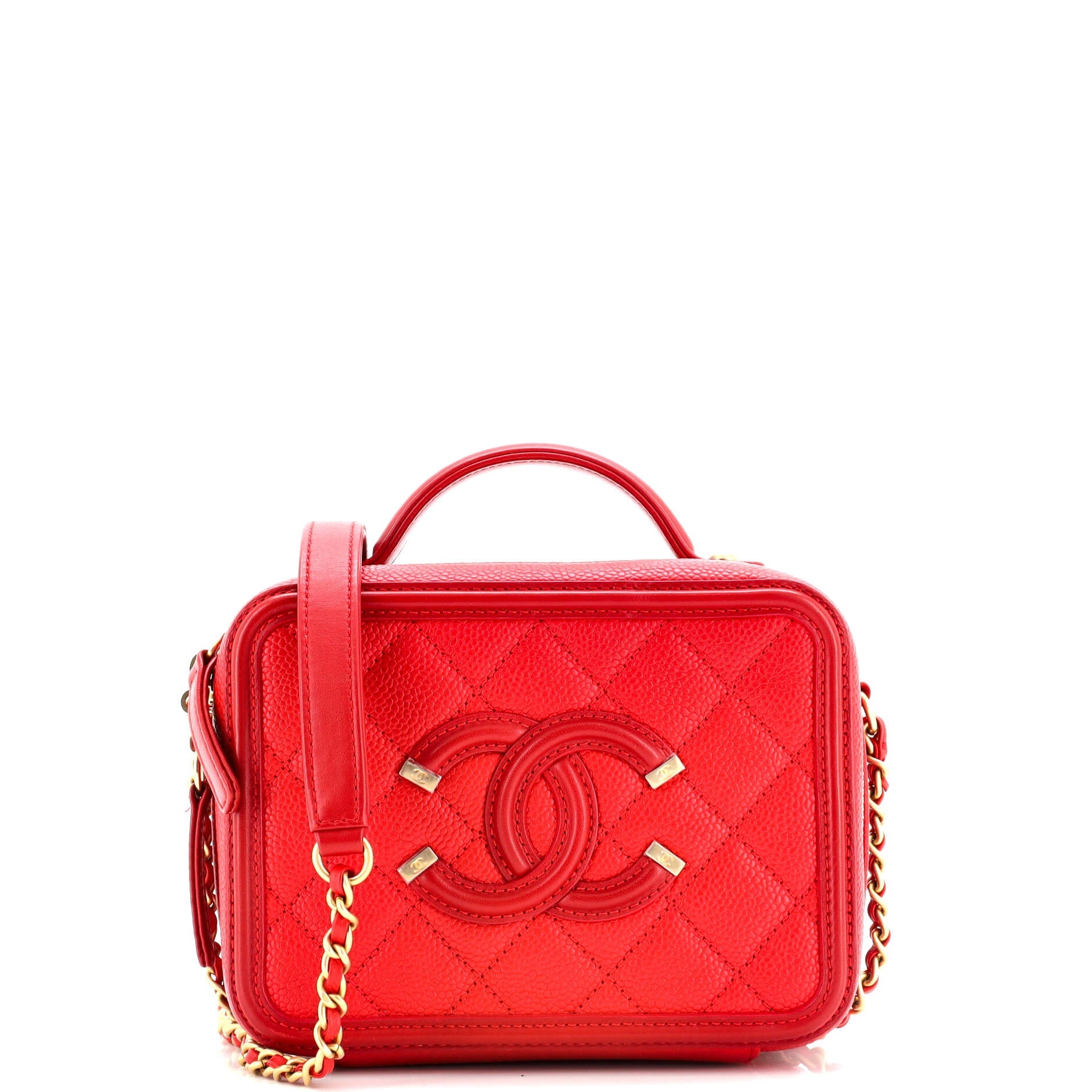Filigree Vanity Case Quilted Caviar Small