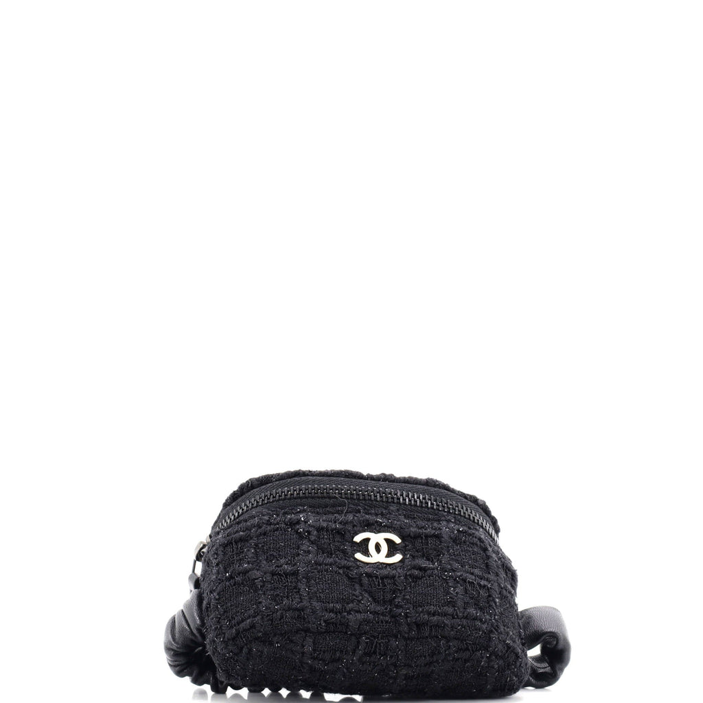 CC Arm Zip Coin Purse Tweed with Leather