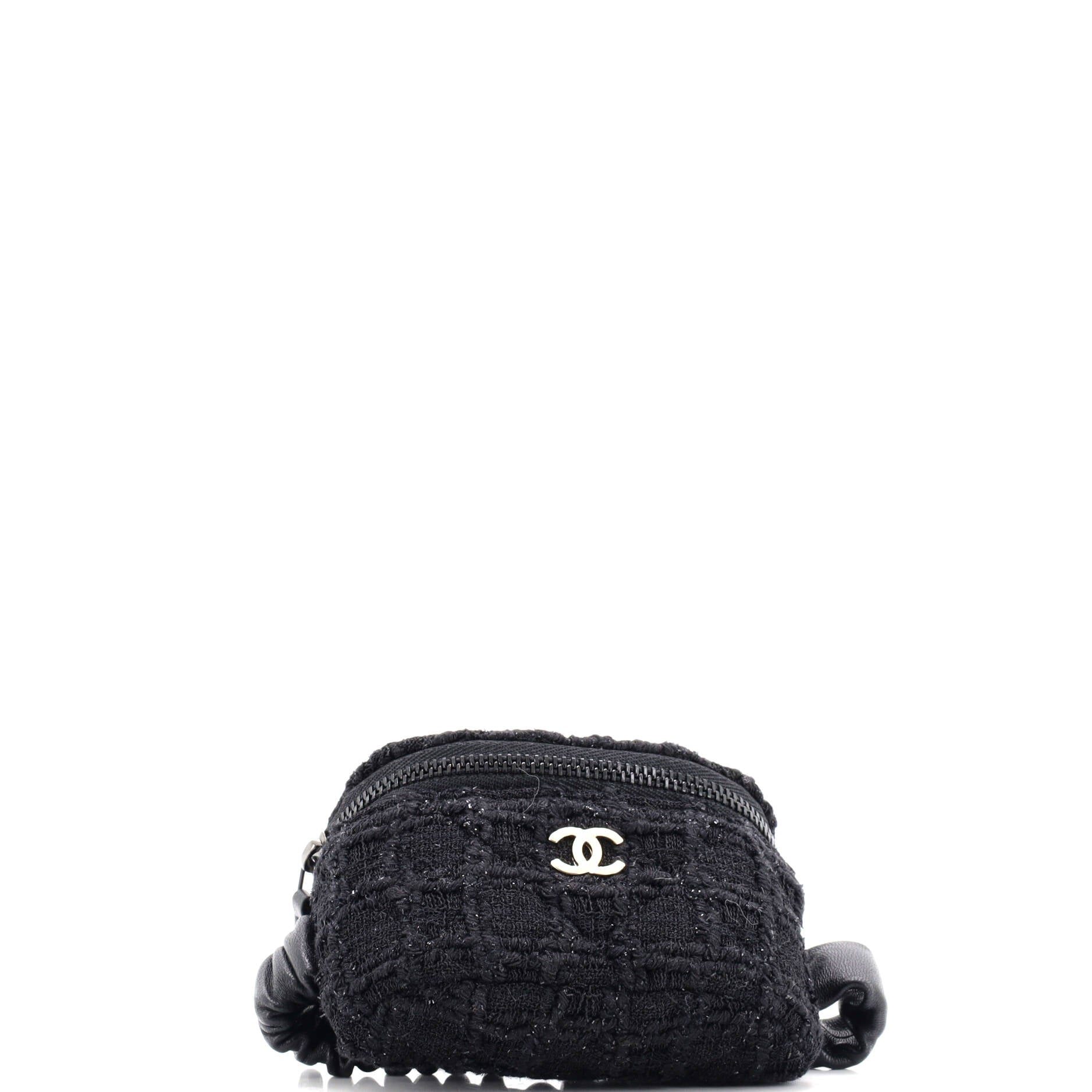 CC Arm Zip Coin Purse Tweed with Leather
