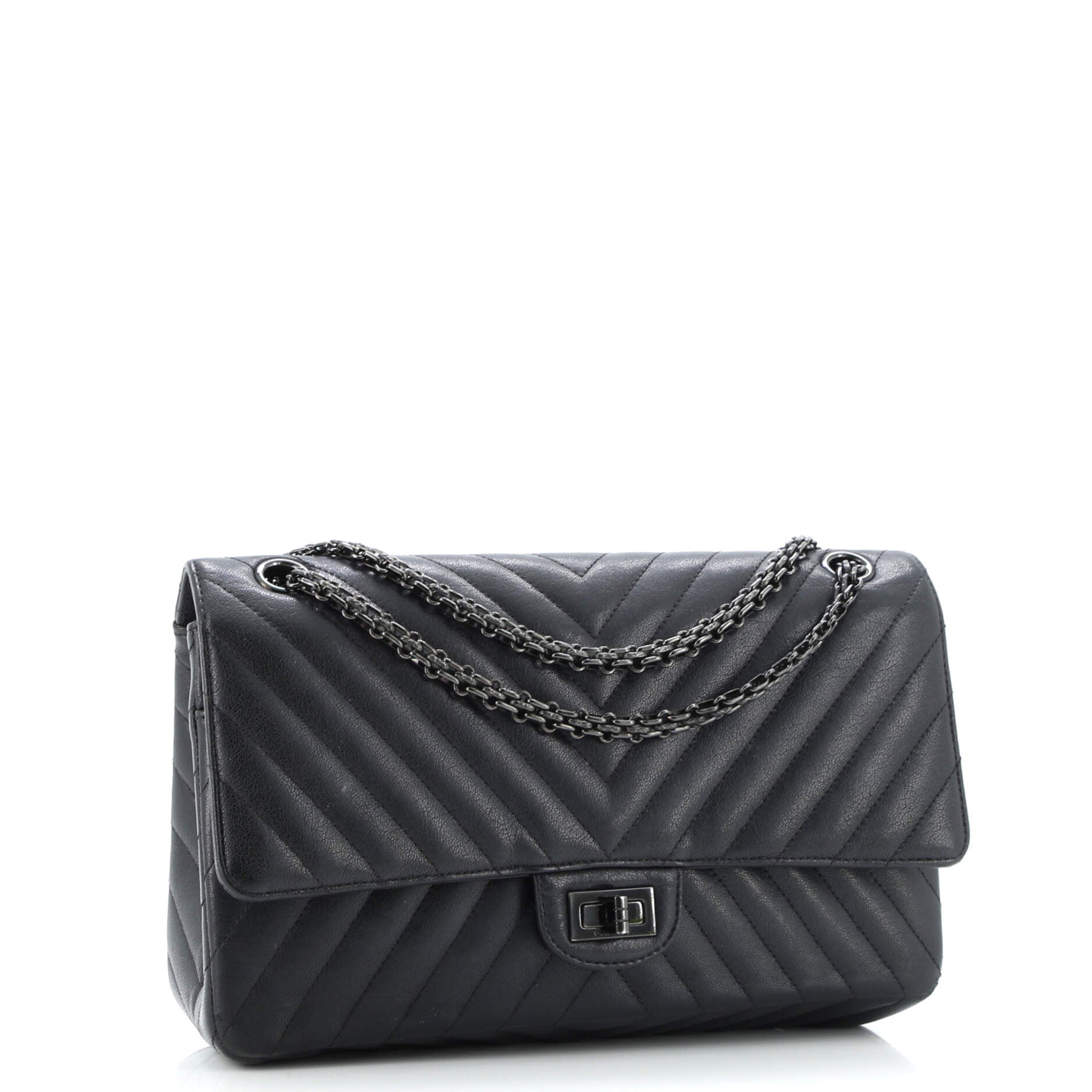 So Black Reissue 2.55 Flap Bag Chevron Sheepskin 226