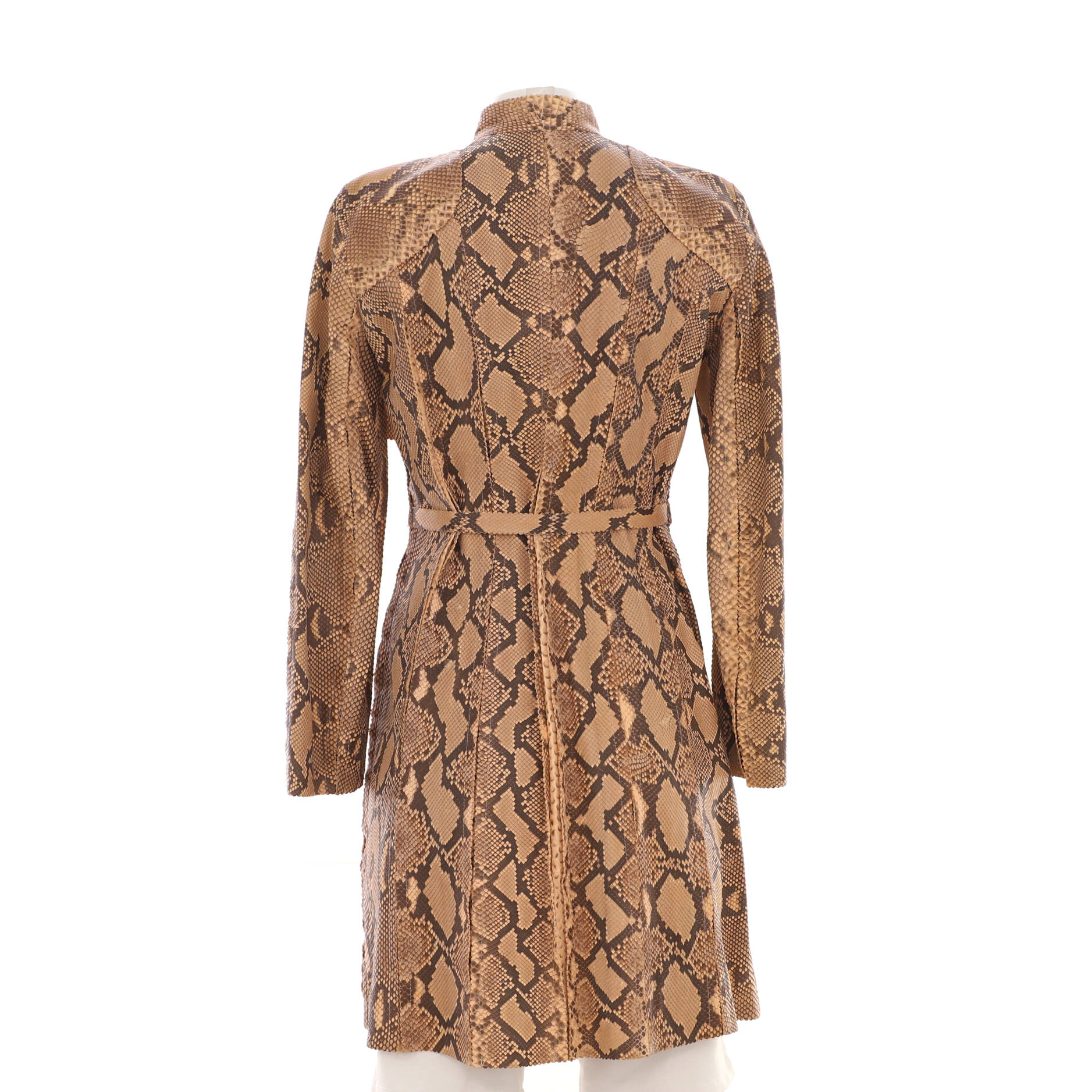 Women's Belted Button Up Coat Python
