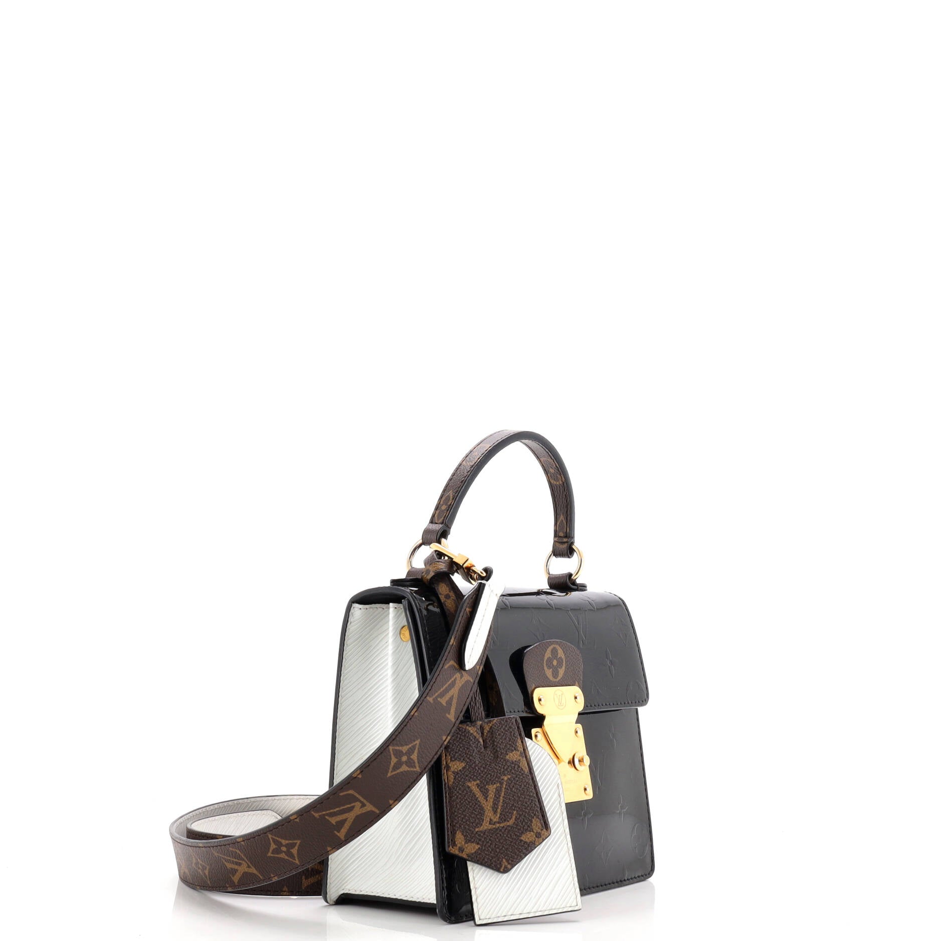 Spring Street NM Handbag Monogram Vernis with Monogram Canvas and Epi Leather