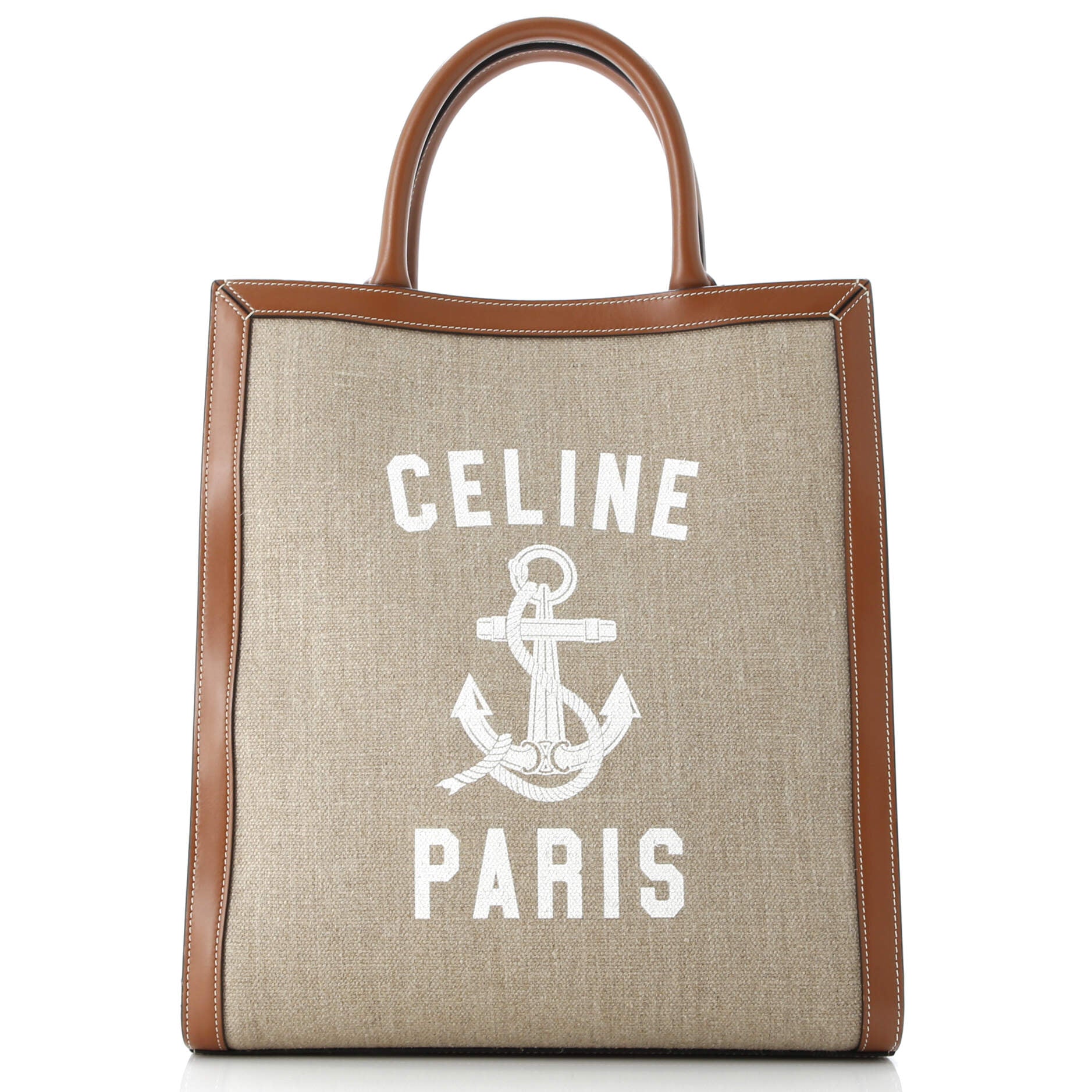 Vertical Cabas Tote Printed Canvas and Leather Small