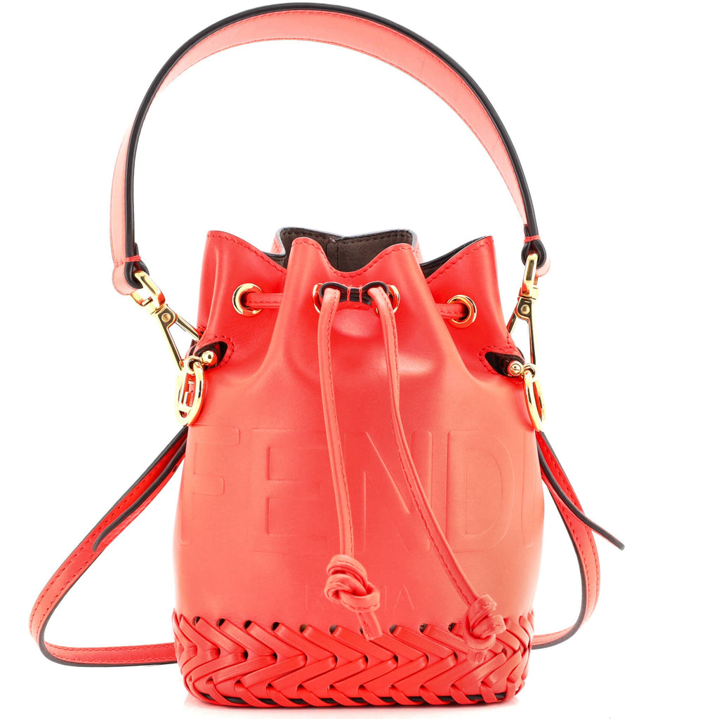 Mon Tresor Bucket Bag Leather with Whipstitch Detail Mini