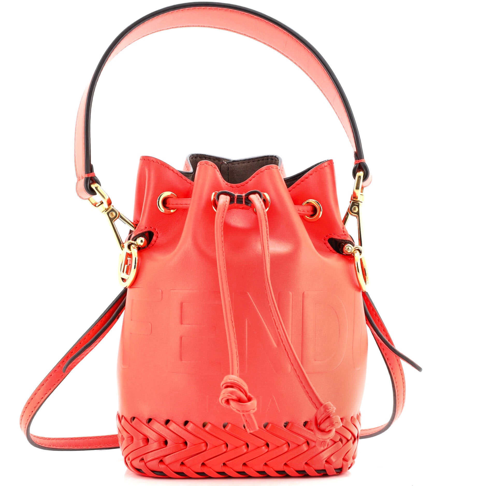 Mon Tresor Bucket Bag Leather with Whipstitch Detail Mini