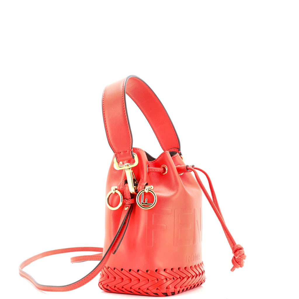 Mon Tresor Bucket Bag Leather with Whipstitch Detail Mini