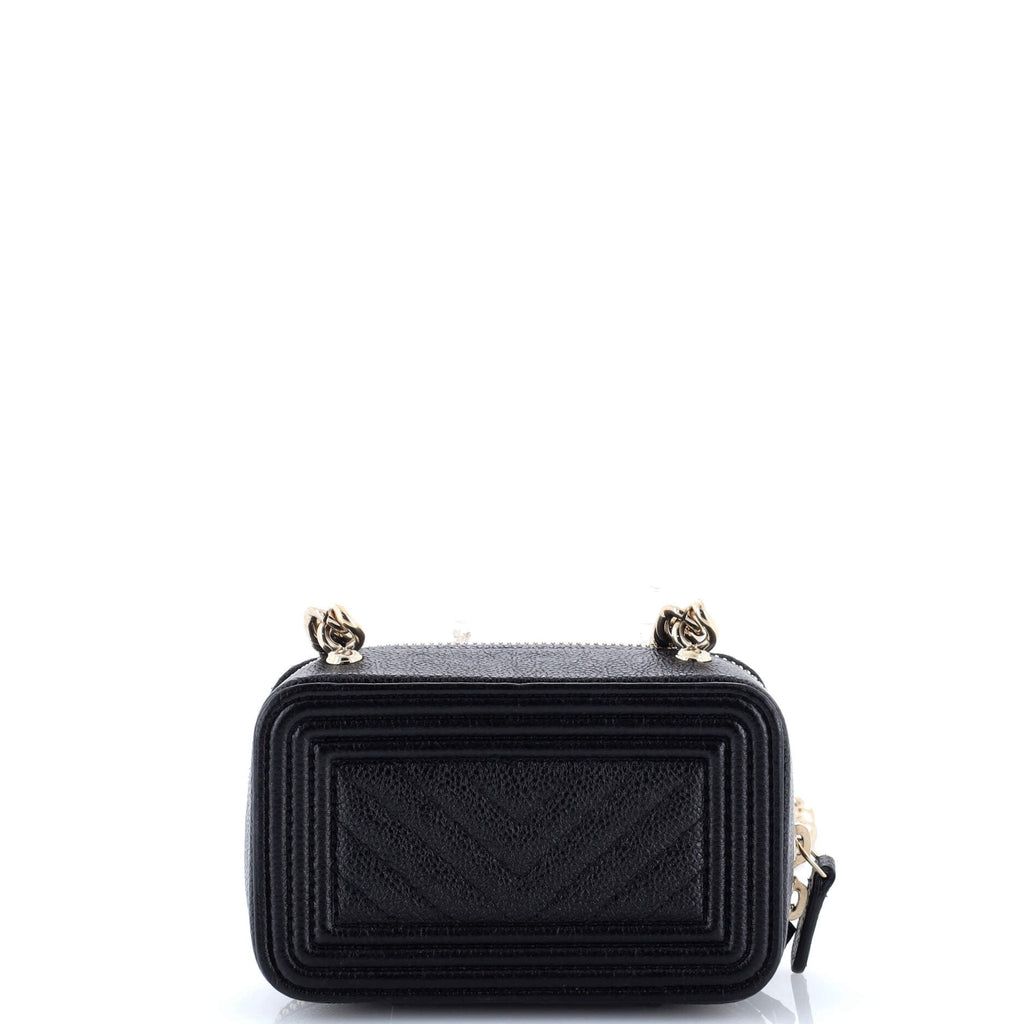 Boy Clutch with Chain Chevron Caviar