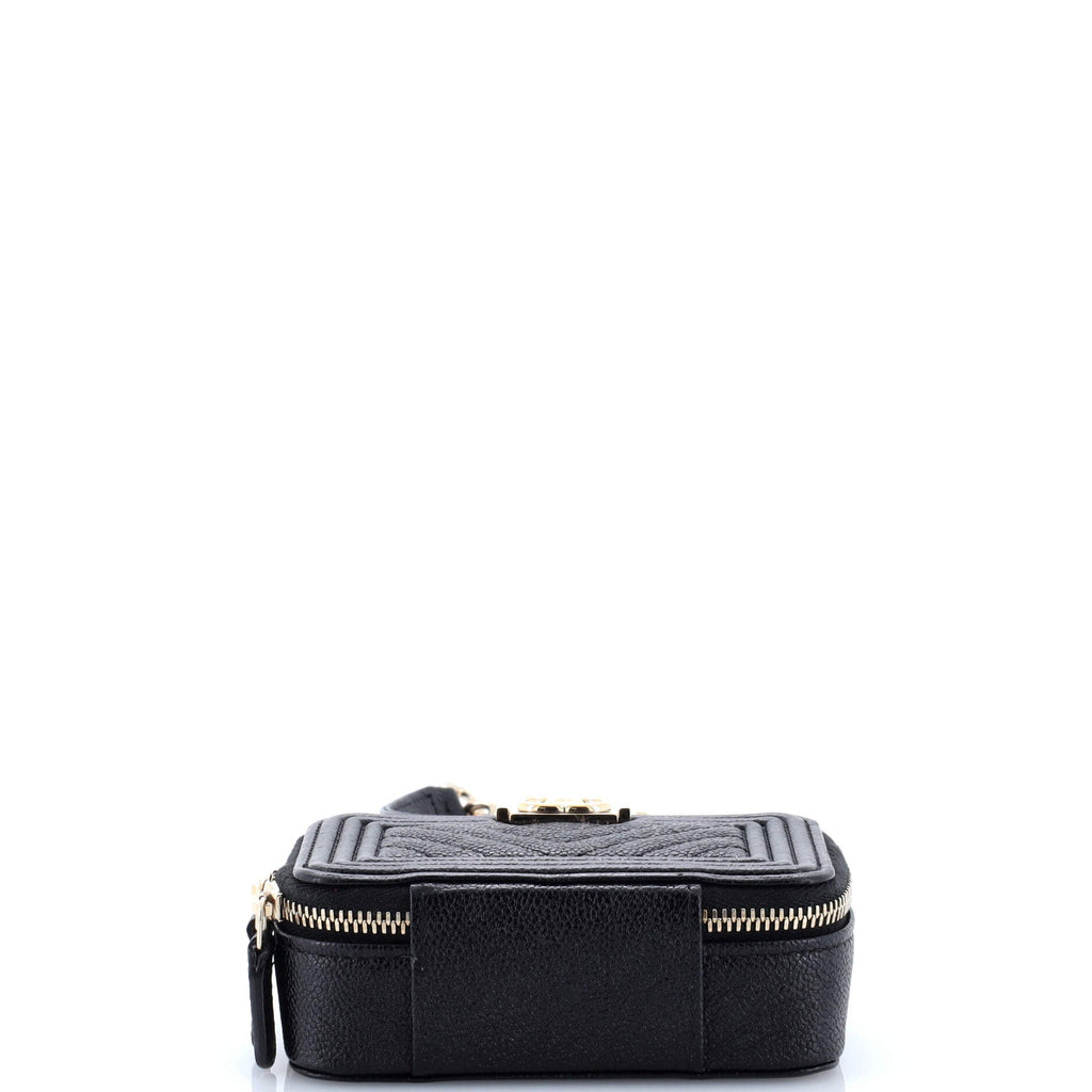 Boy Clutch with Chain Chevron Caviar