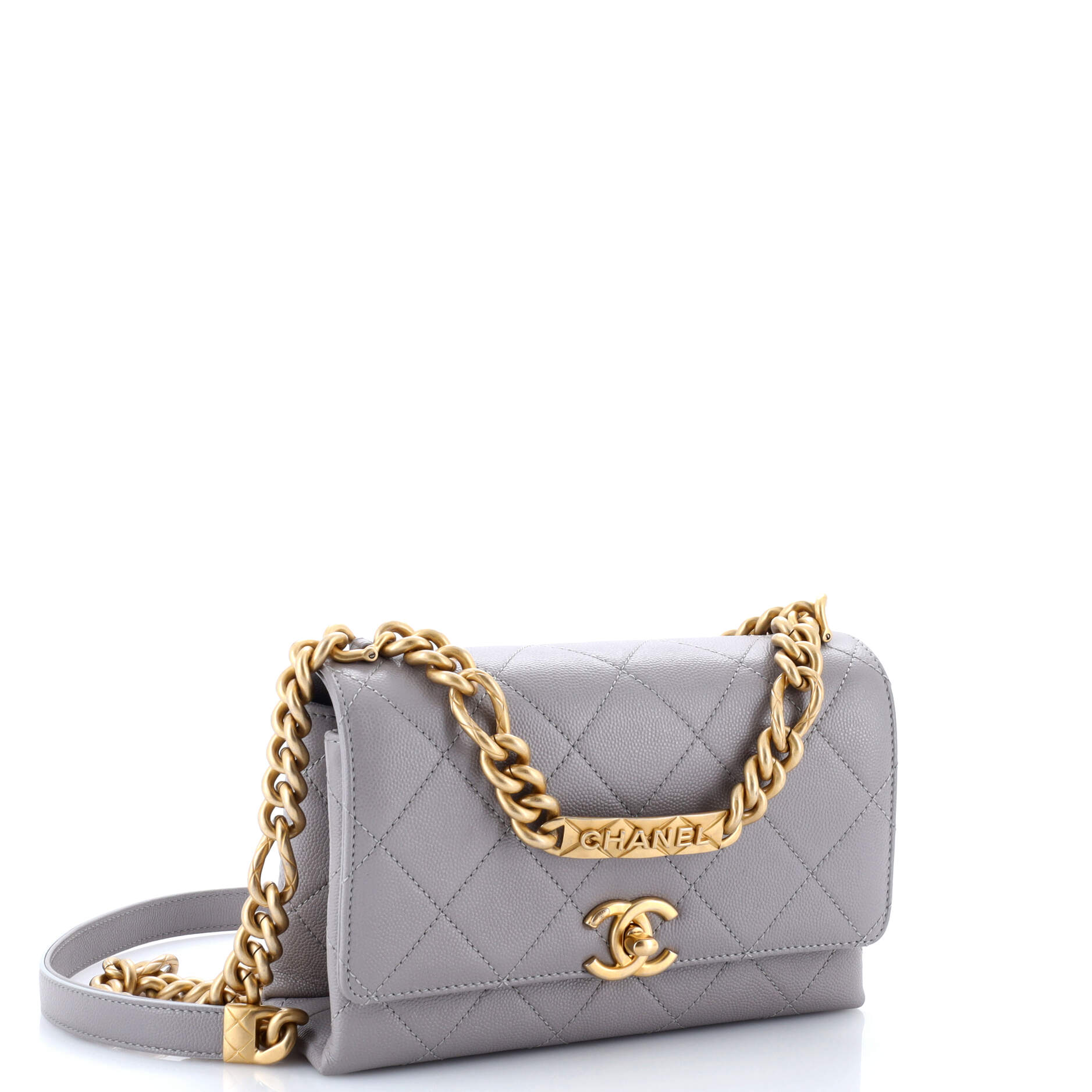 Bracelet On Chain Flap Bag Quilted Caviar Mini