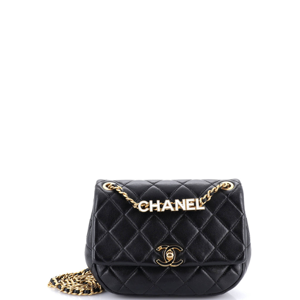 Enamel Logo CC Chain Flap Bag Quilted Lambskin Small