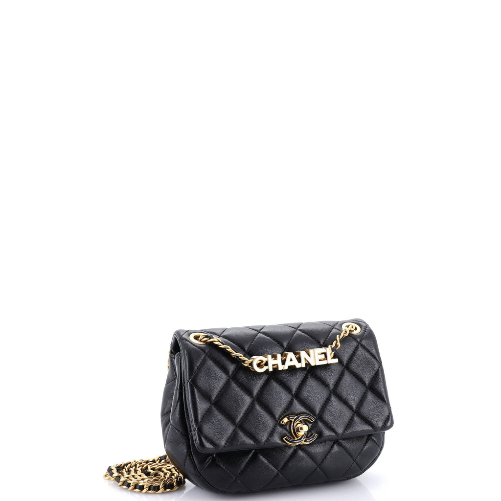 Enamel Logo CC Chain Flap Bag Quilted Lambskin Small
