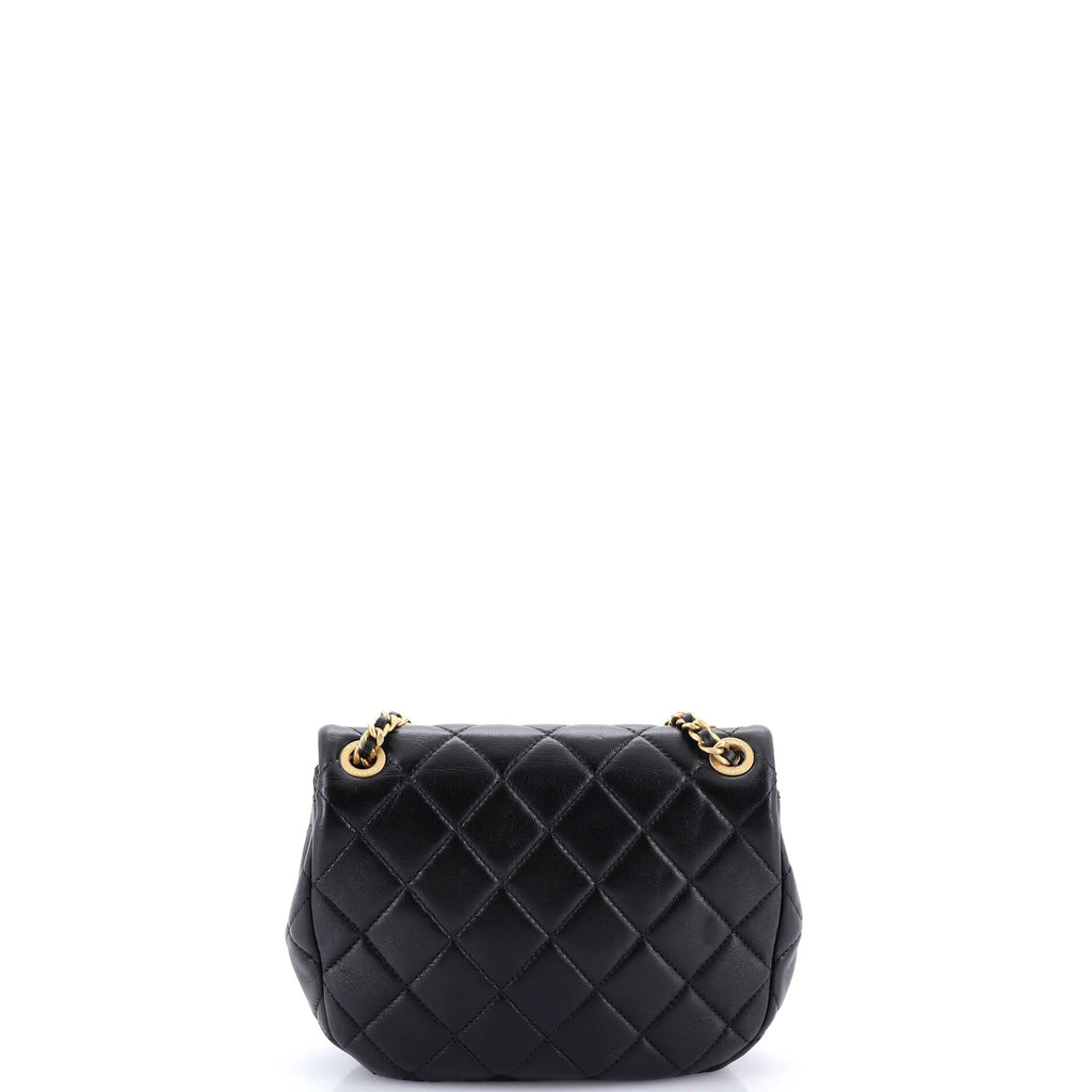 Enamel Logo CC Chain Flap Bag Quilted Lambskin Small