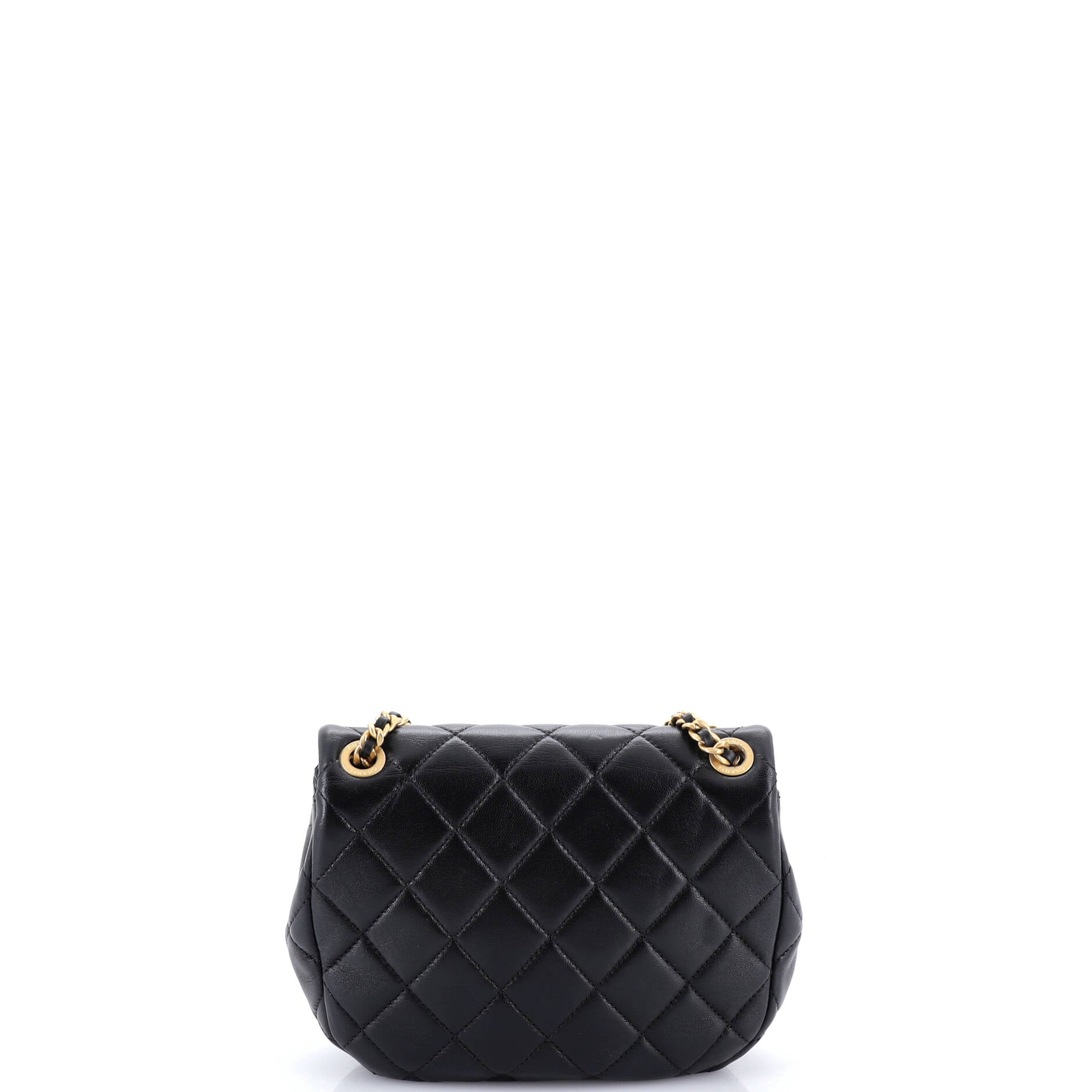 Enamel Logo CC Chain Flap Bag Quilted Lambskin Small