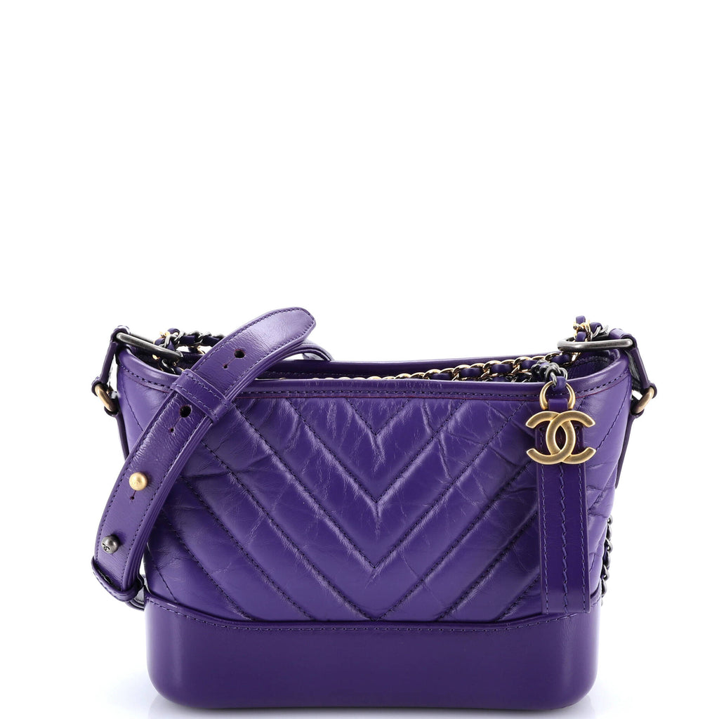 Gabrielle Hobo Chevron Aged Calfskin Small