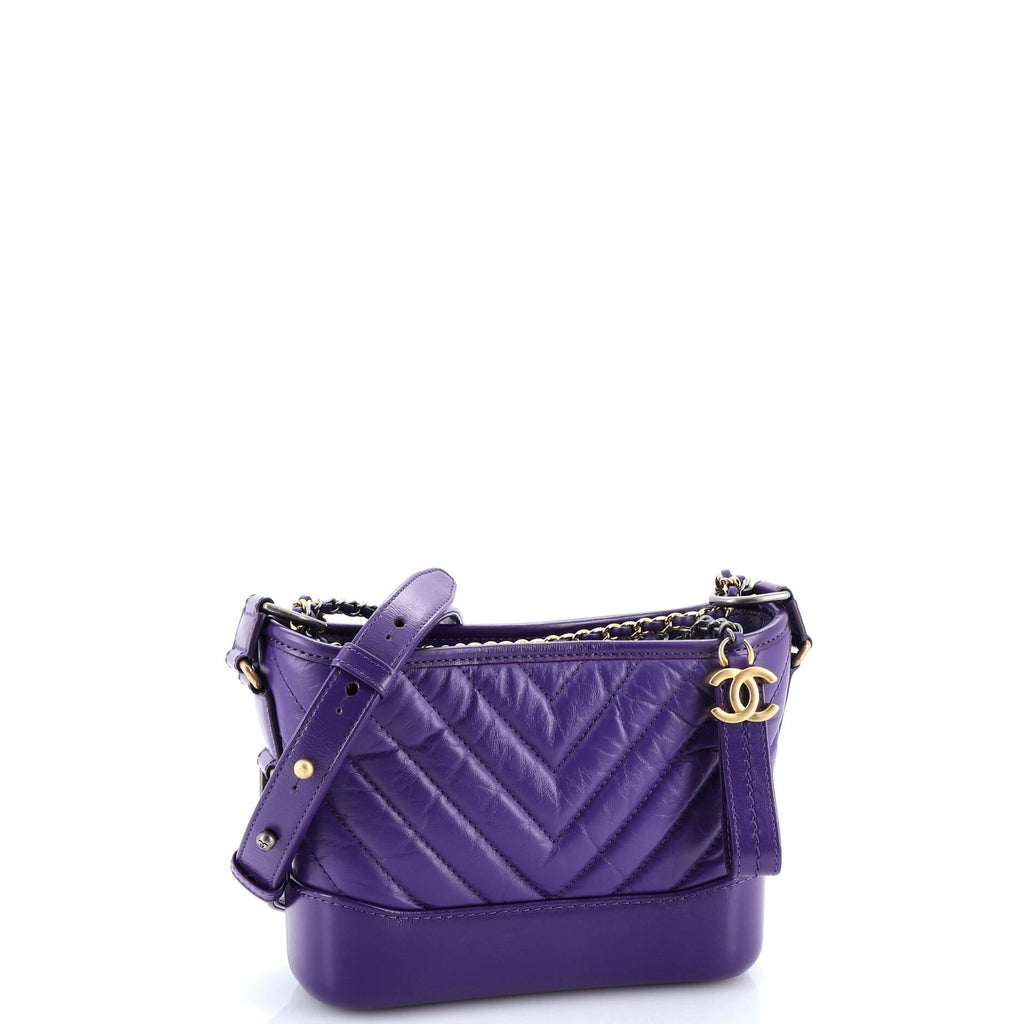 Gabrielle Hobo Chevron Aged Calfskin Small