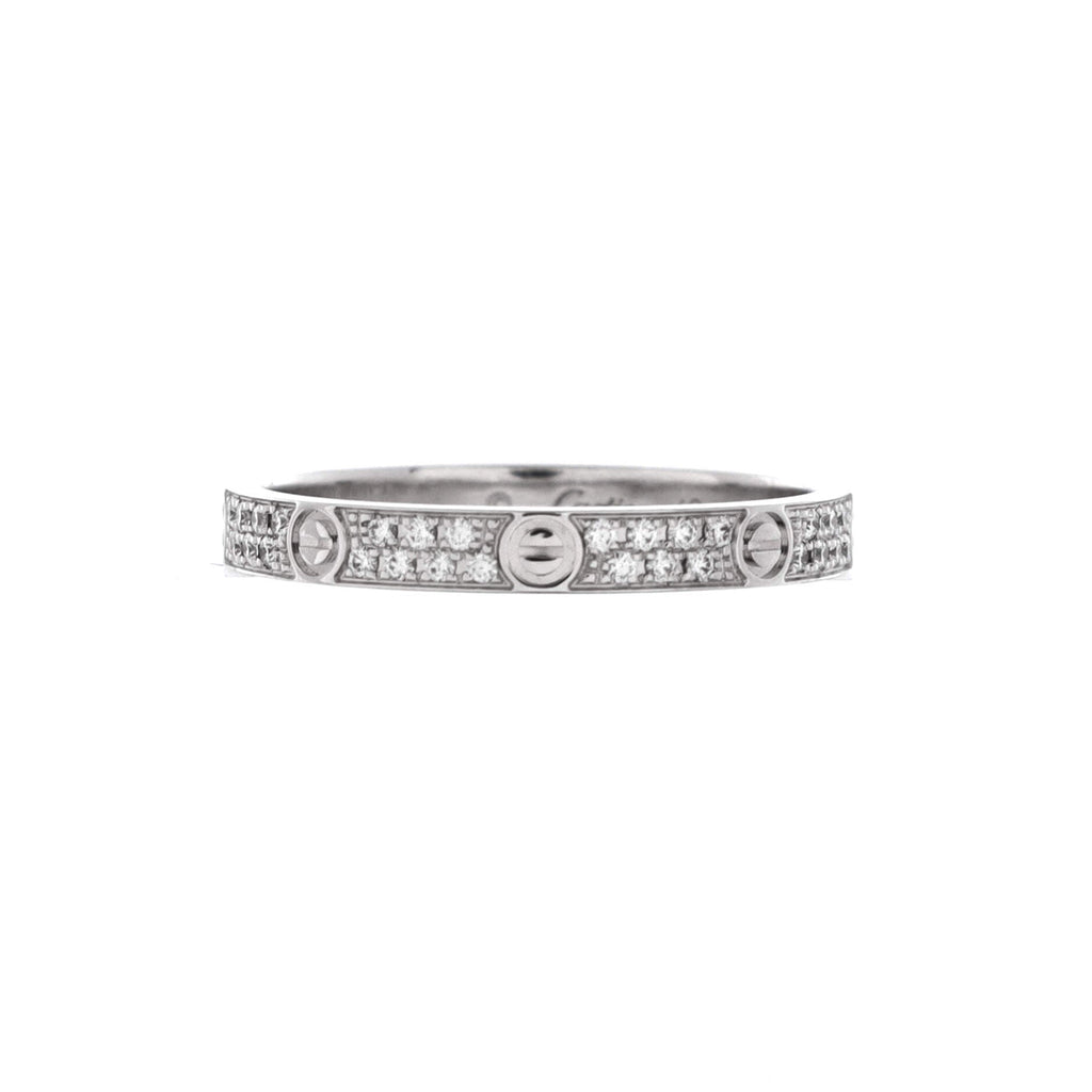 Love Wedding Band Pave Diamonds Ring 18K White Gold and Diamonds Small
