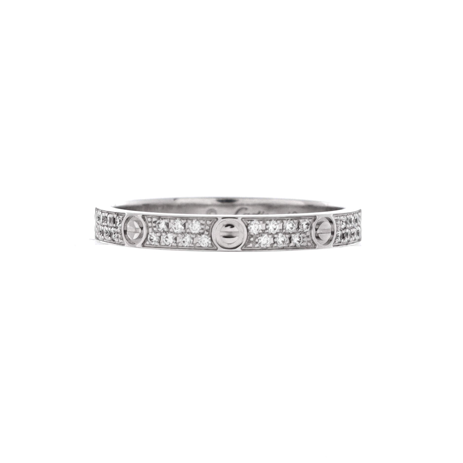 Love Wedding Band Pave Diamonds Ring 18K White Gold and Diamonds Small