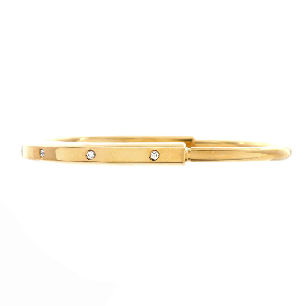 Lock Bangle Bracelet 18K Yellow Gold with Diamonds