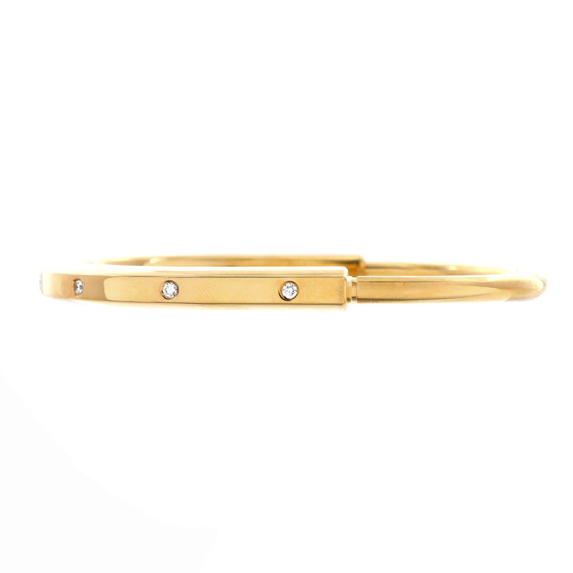 Lock Bangle Bracelet 18K Yellow Gold with Diamonds