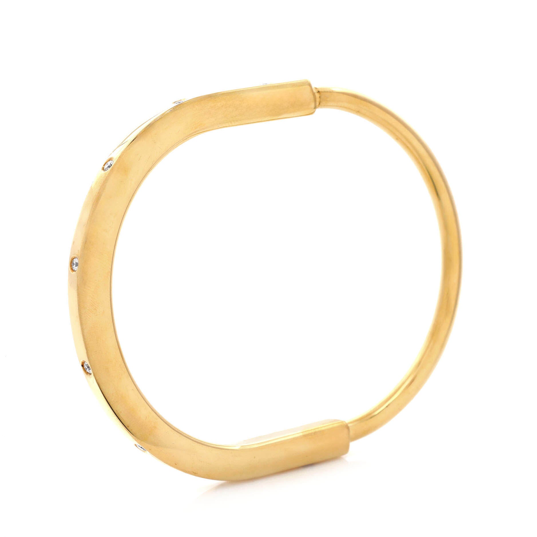 Lock Bangle Bracelet 18K Yellow Gold with Diamonds