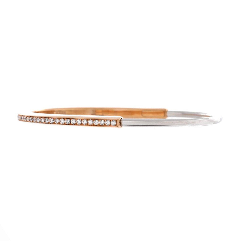 Lock Bangle Bracelet 18K Rose Gold and 18K White Gold with Diamonds Narrow
