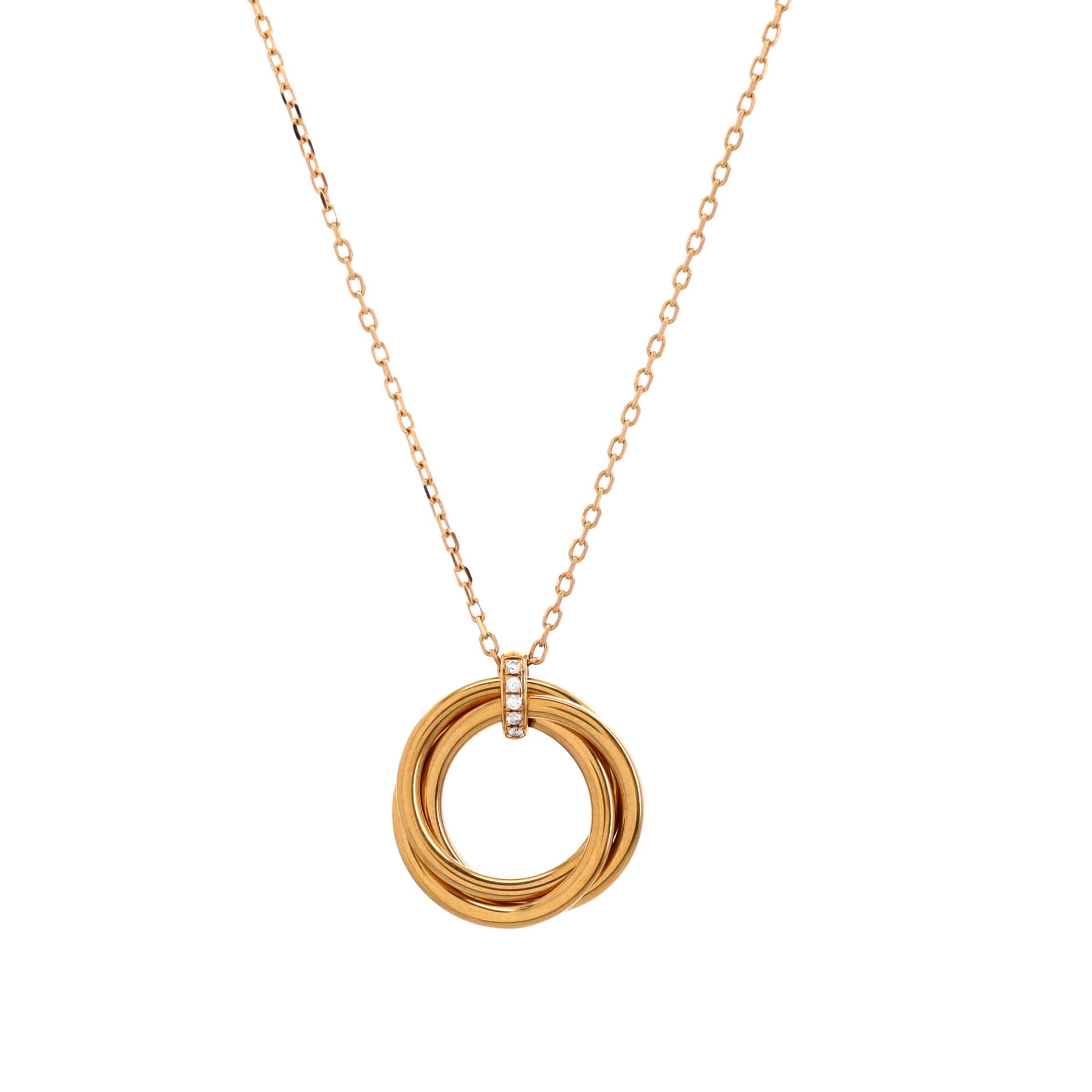Trinity Pendant Necklace 18K Yellow Gold and Diamonds