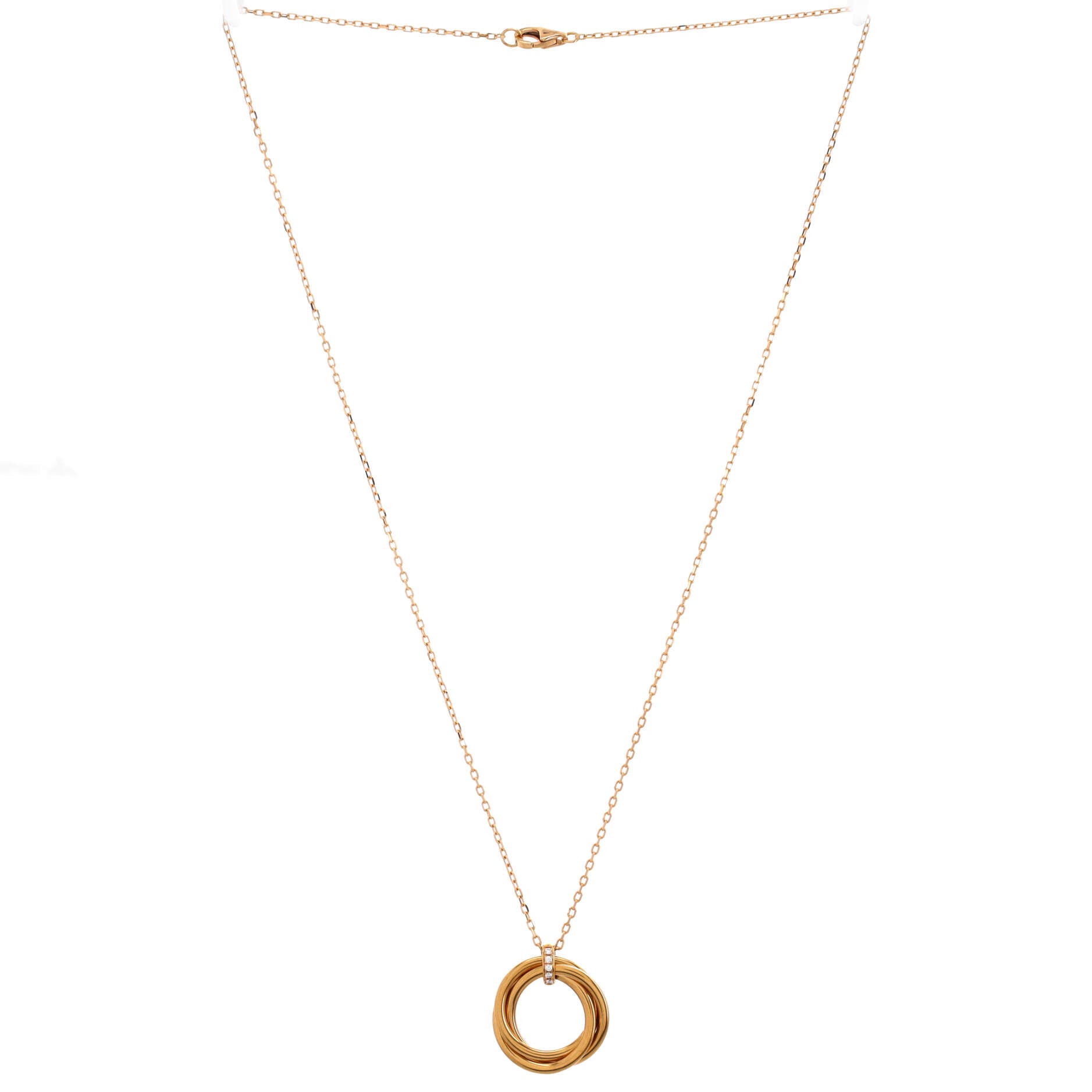 Trinity Pendant Necklace 18K Yellow Gold and Diamonds