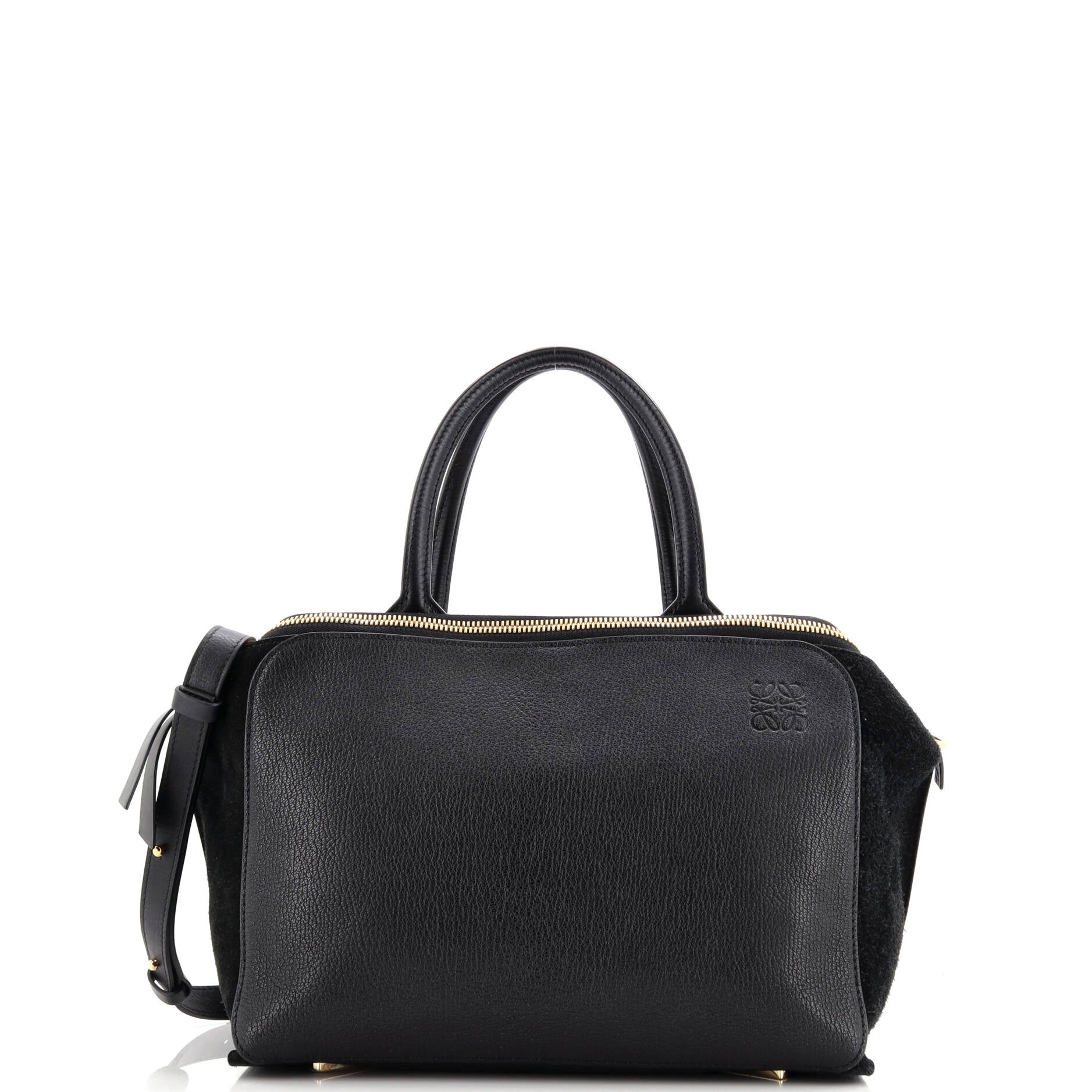 Triple Zip Convertible Tote Leather with Suede Medium