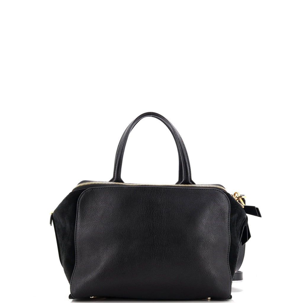 Triple Zip Convertible Tote Leather with Suede Medium