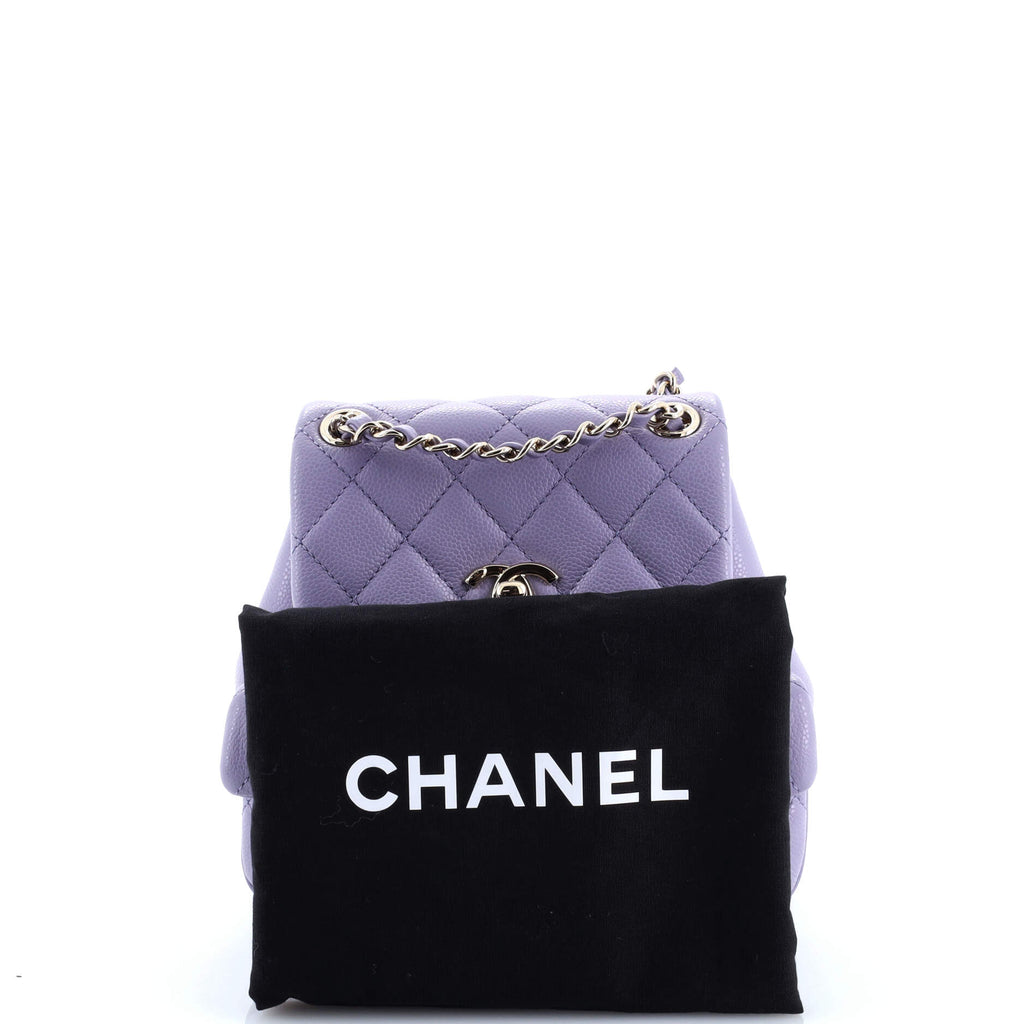 Duma Pockets Drawstring Backpack Quilted Caviar Mini