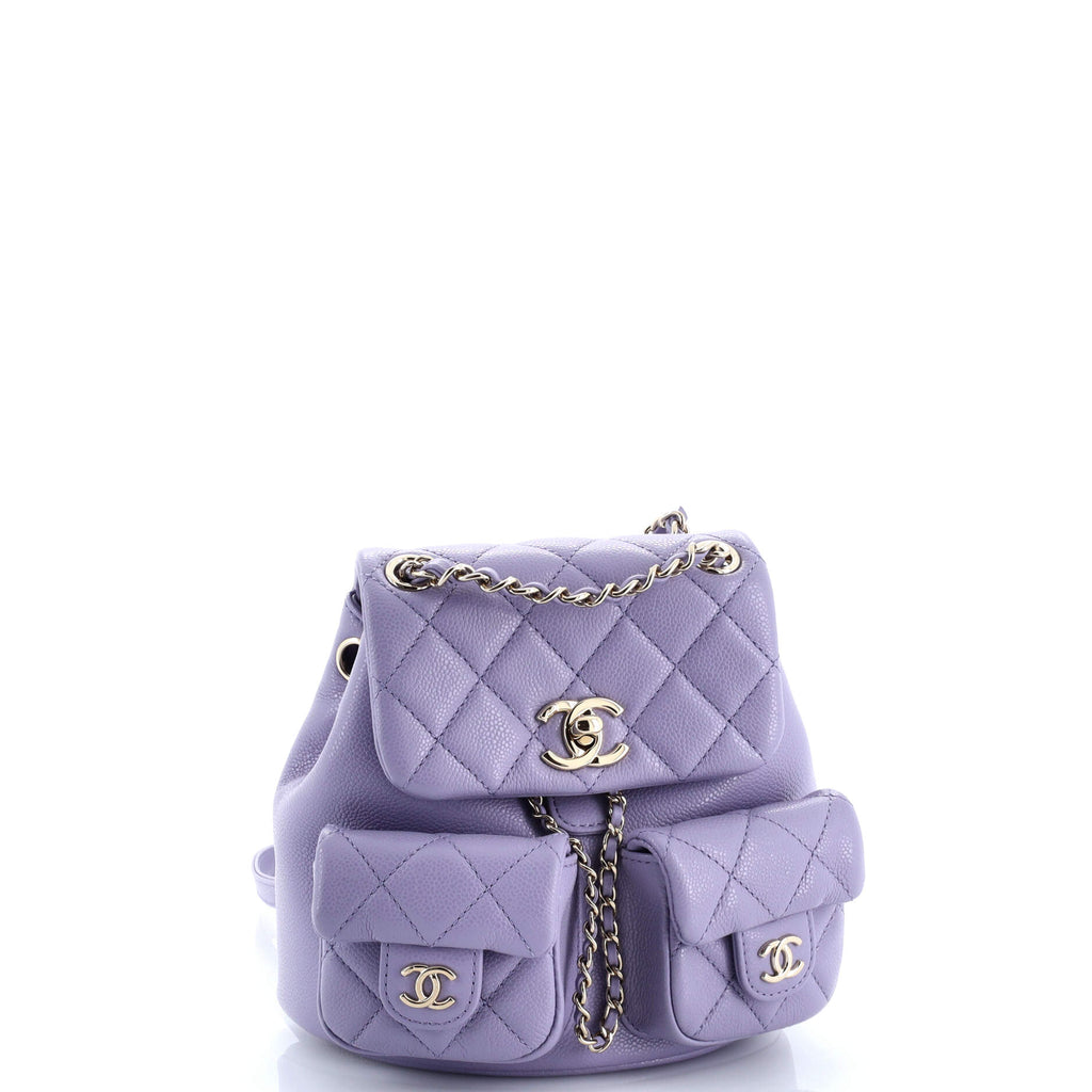 Duma Pockets Drawstring Backpack Quilted Caviar Mini