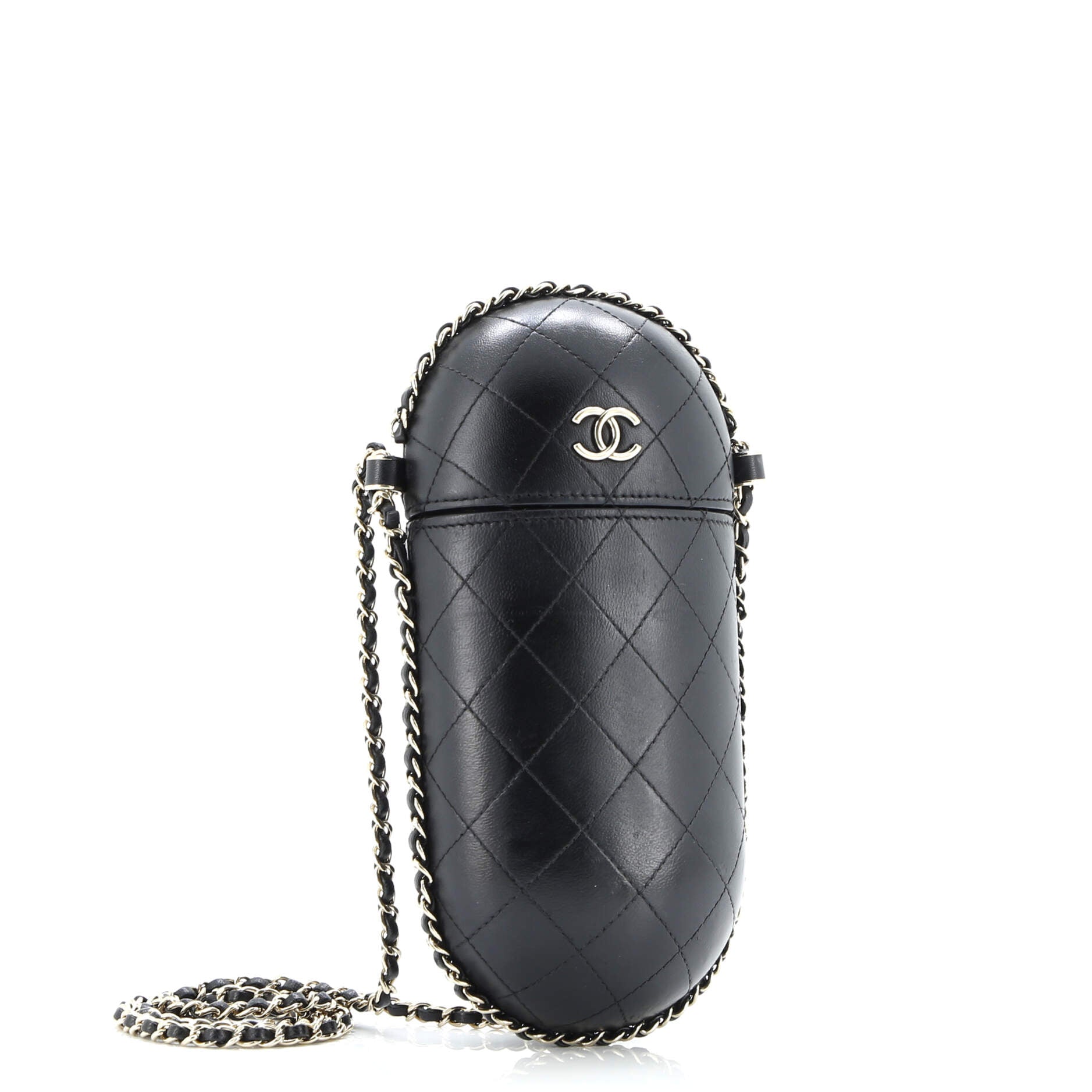 Chain Around Phone Holder Box Crossbody Quilted Lambskin