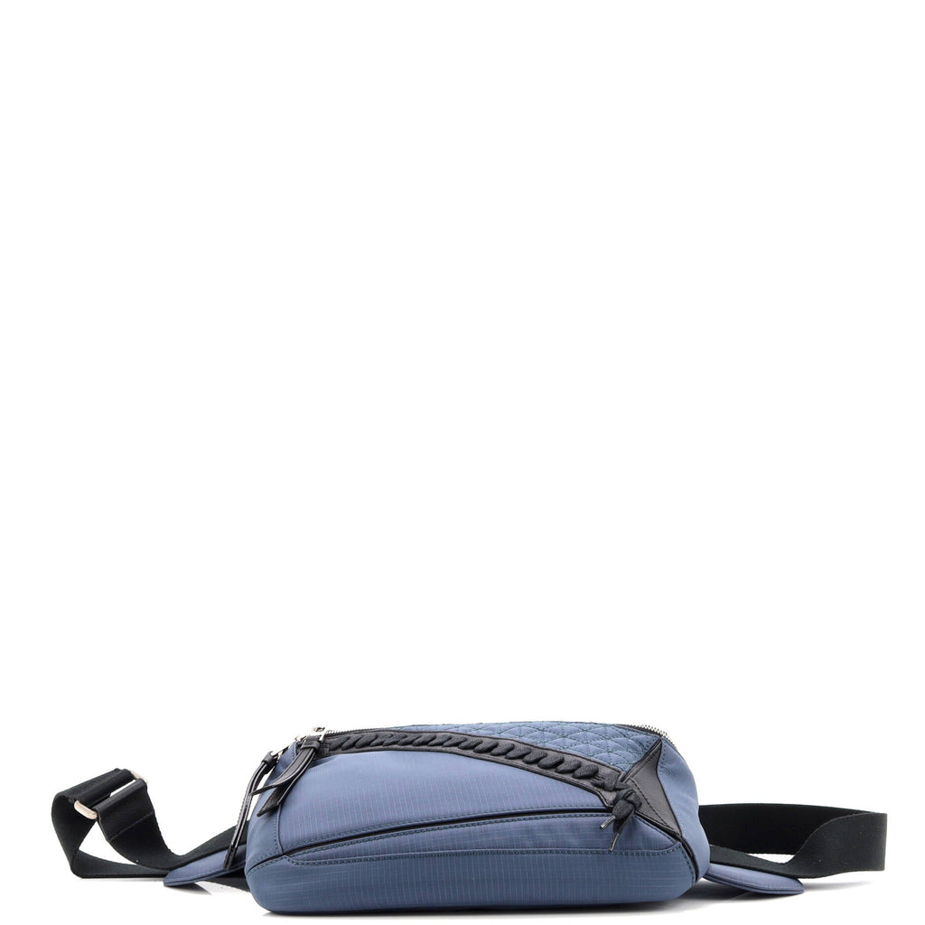Puzzle Bum Bag Whipstitch Nylon wth Leather Small