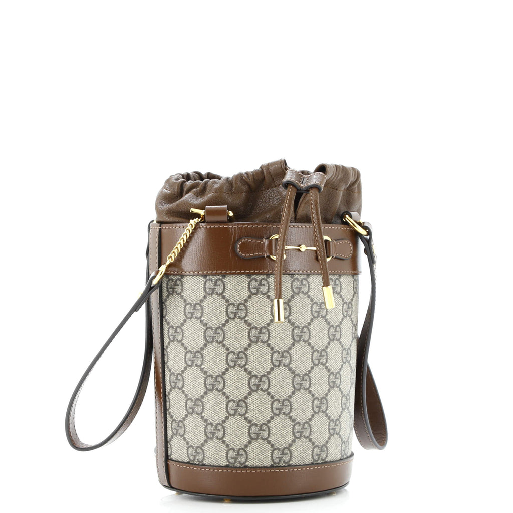 Horsebit 1955 Bucket Bag GG Coated Canvas with Leather Small