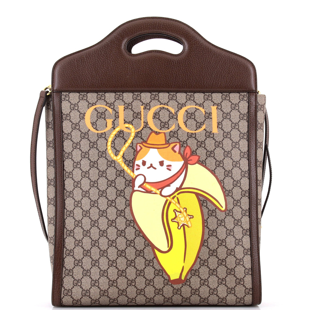 Cut Out Handle Tote Printed GG Coated Canvas