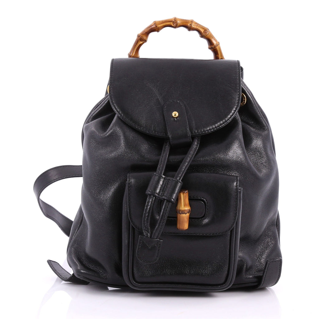 Vintage Bamboo Backpack Leather Mini