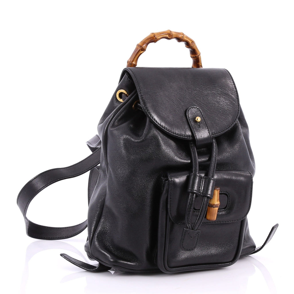 Vintage Bamboo Backpack Leather Mini