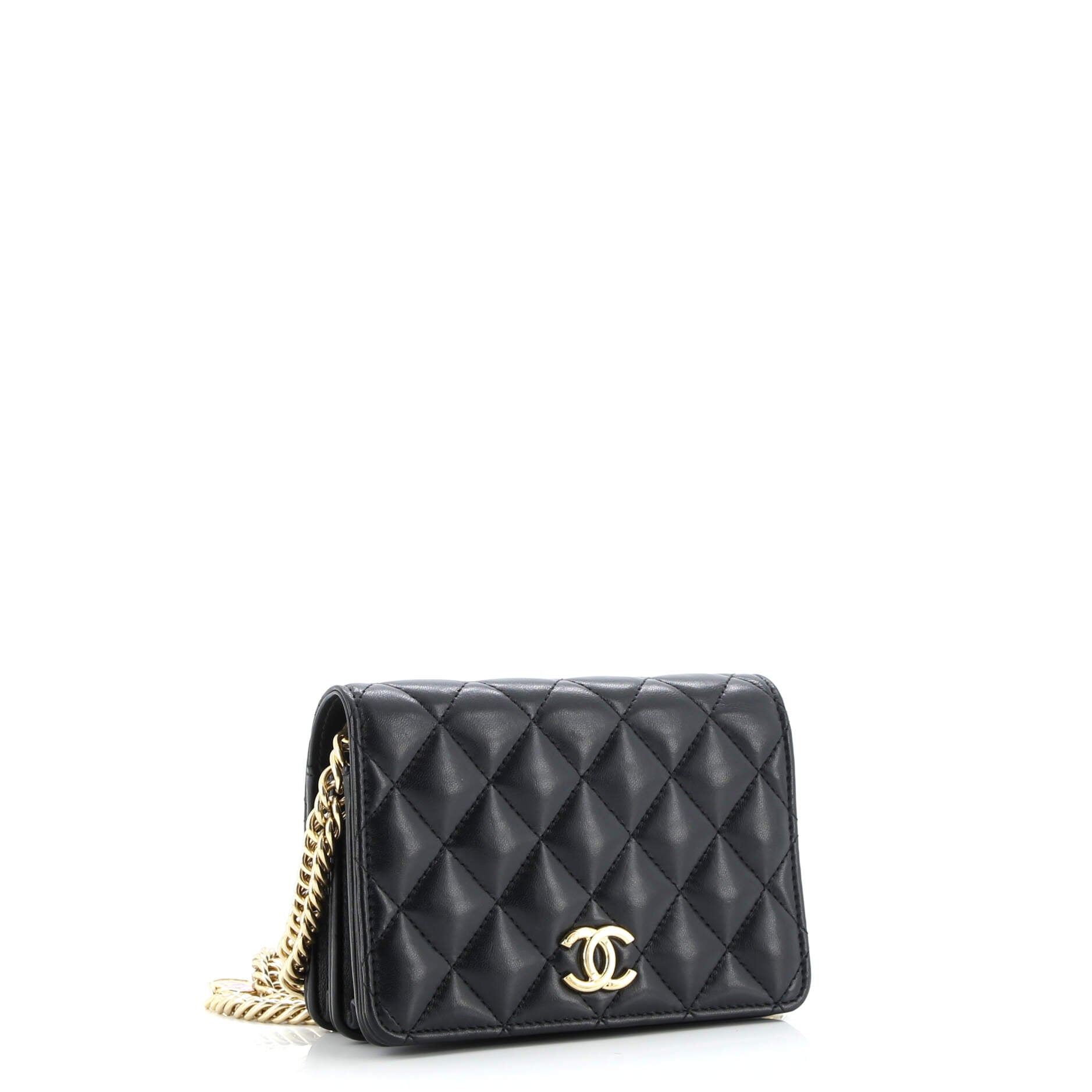 Logo Enamel Clutch with Chain Quilted Lambskin Mini