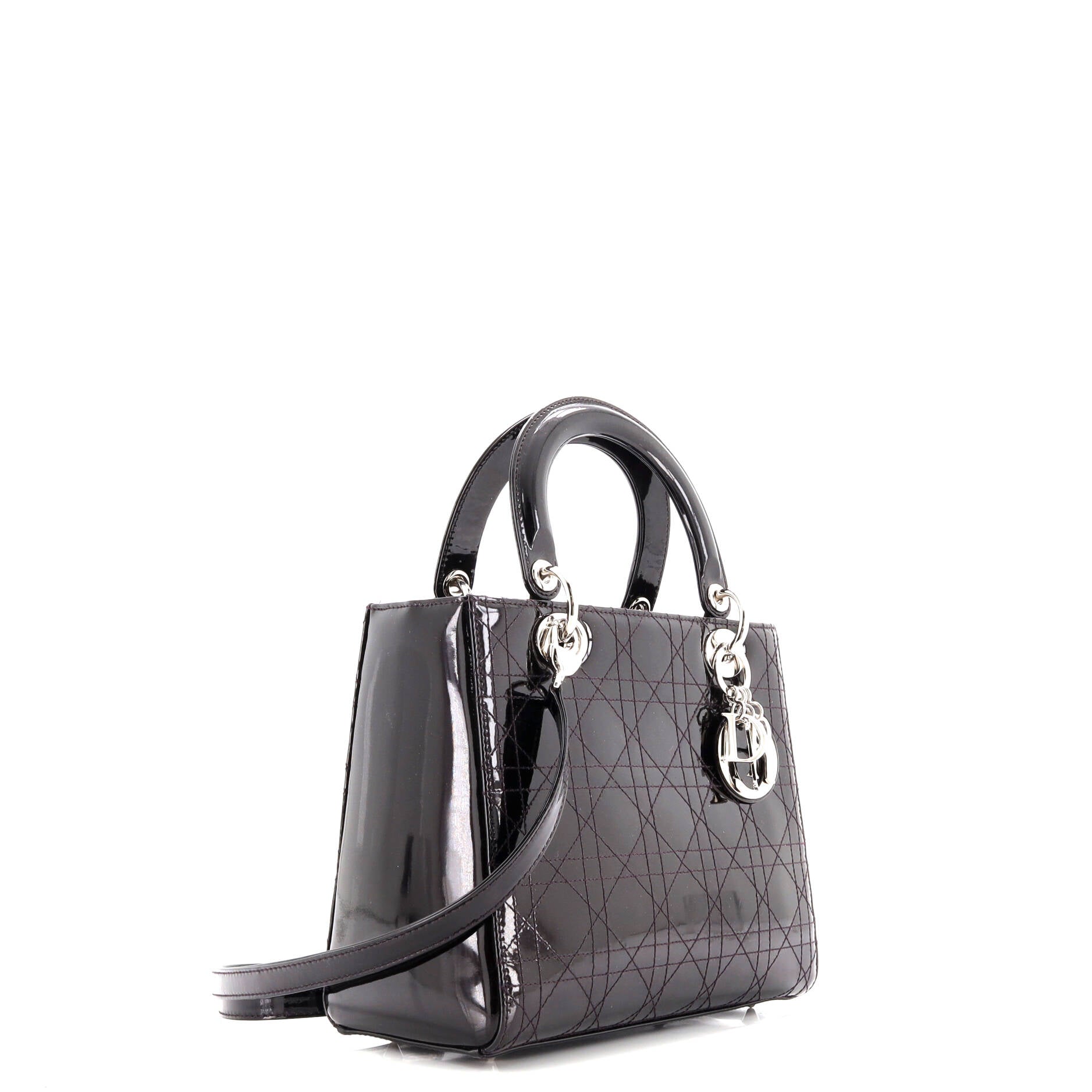 Lady Dior Bag Cannage Stitch Patent Medium