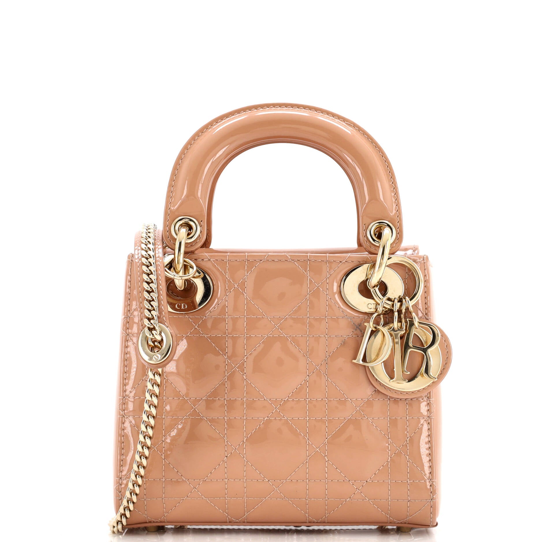 Lady Dior Chain Bag Cannage Quilt Patent Mini