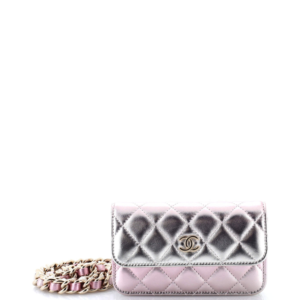 Coco Punk Chain Clutch Quilted Gradient Metallic Lambskin