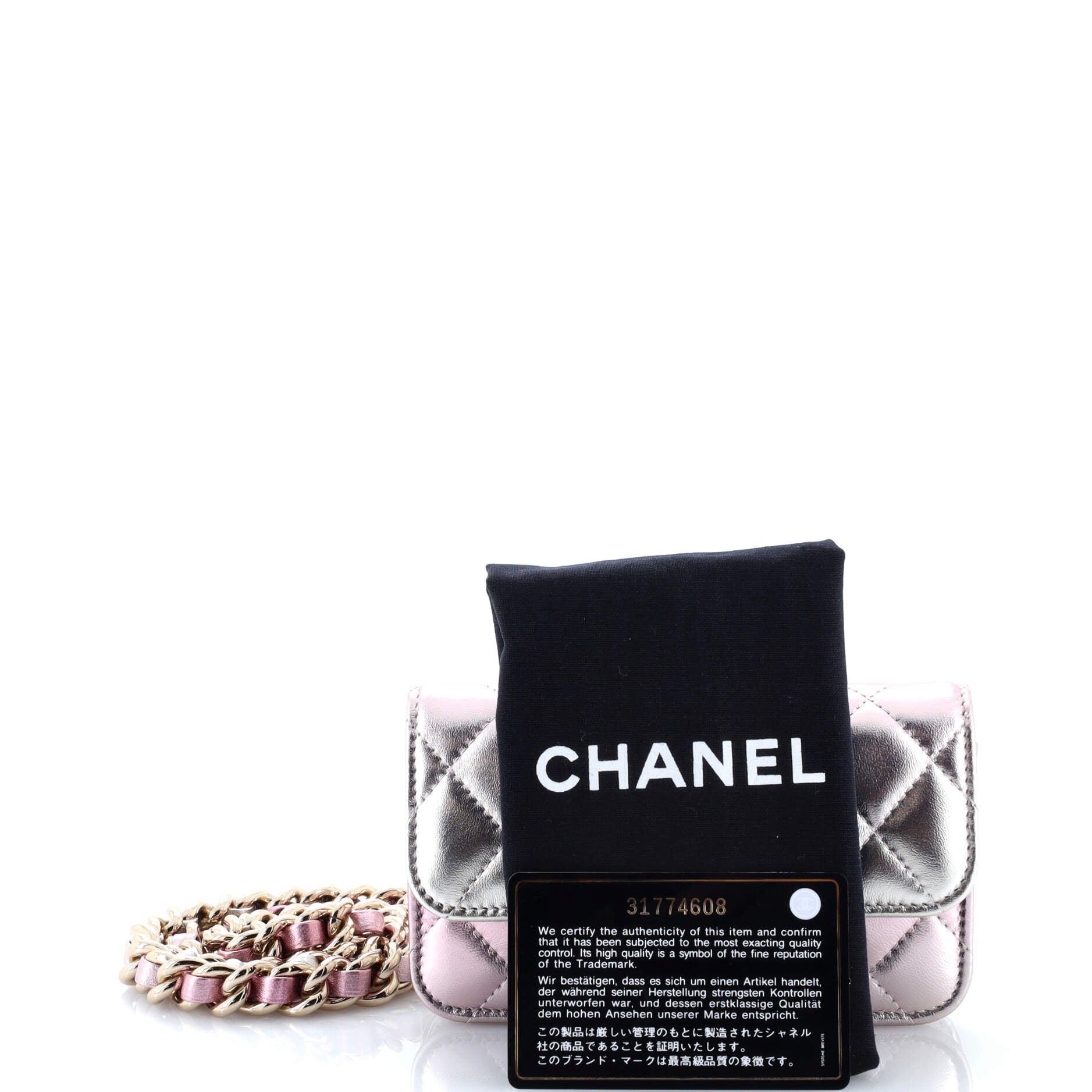 Coco Punk Chain Clutch Quilted Gradient Metallic Lambskin