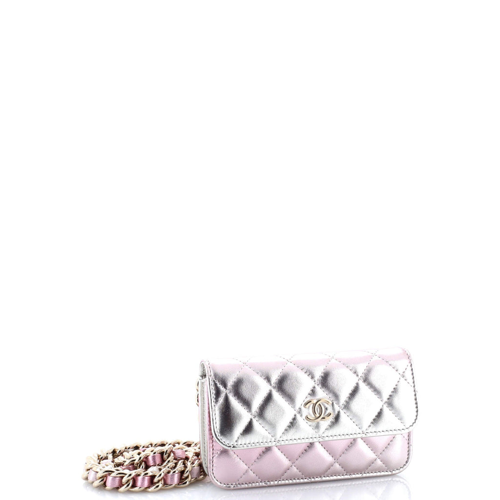 Coco Punk Chain Clutch Quilted Gradient Metallic Lambskin