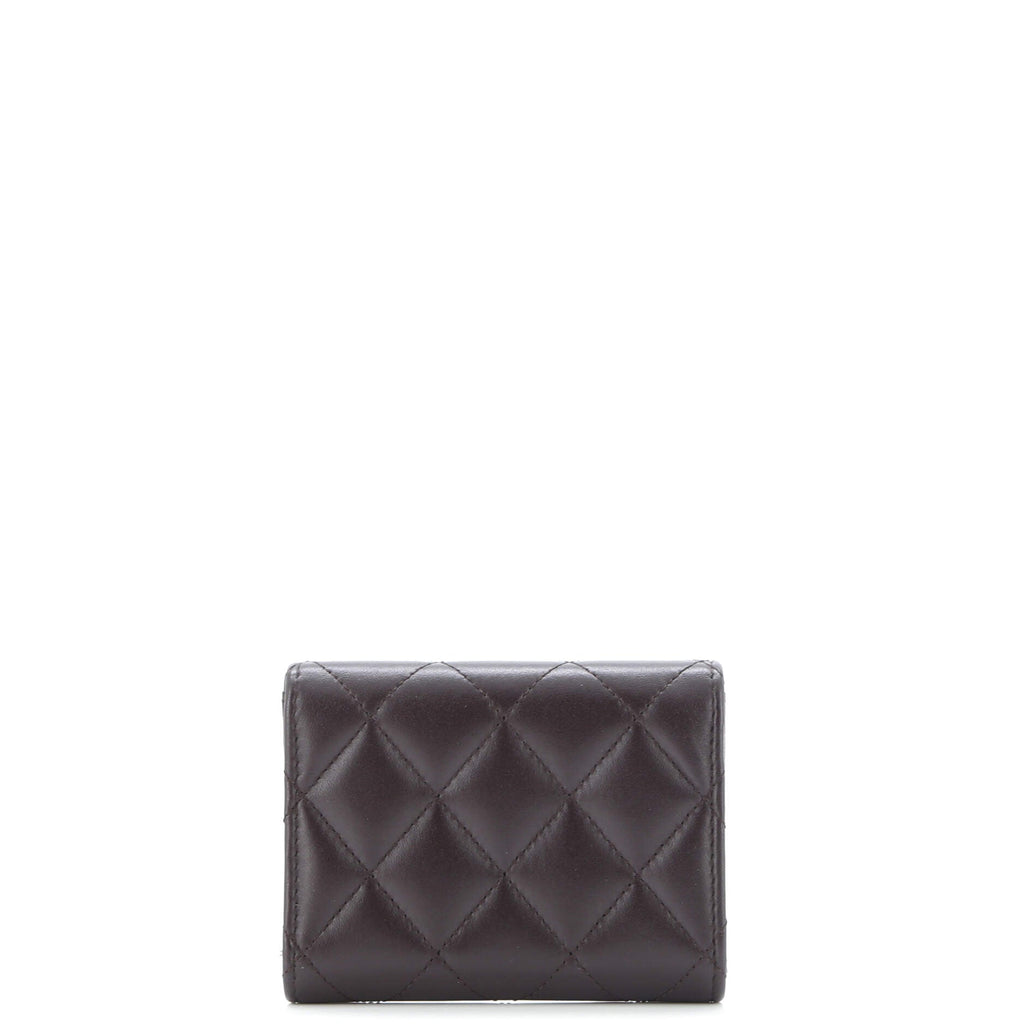 Textured CC Flap Wallet Quilted Lambskin Small