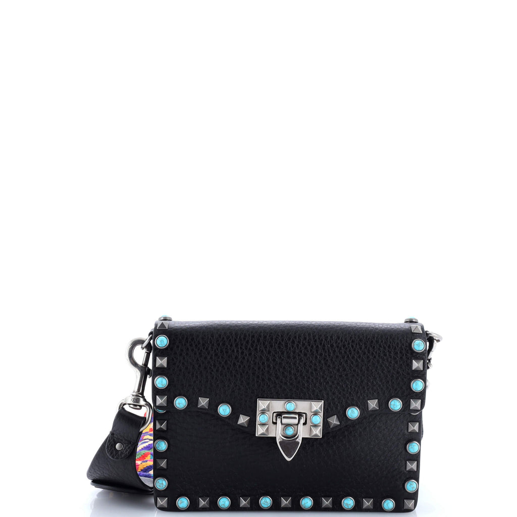 Rolling Rockstud Crossbody Bag Leather with Cabochons Small