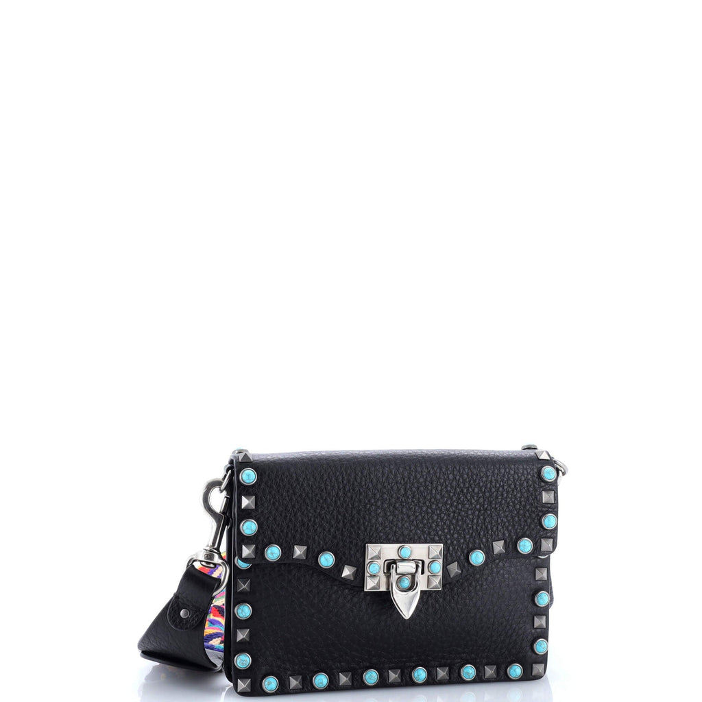 Rolling Rockstud Crossbody Bag Leather with Cabochons Small