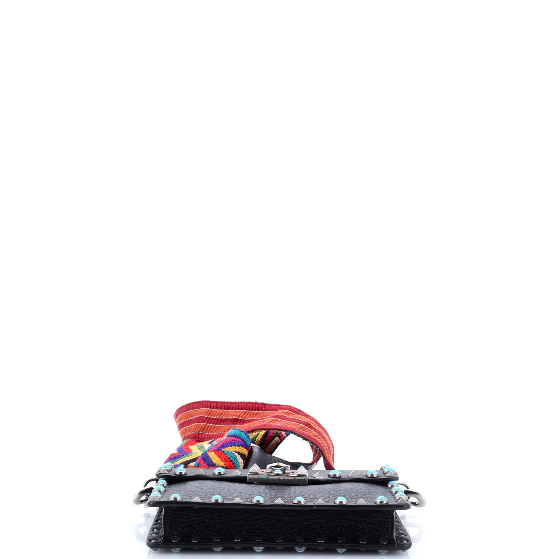 Rolling Rockstud Crossbody Bag Leather with Cabochons Small
